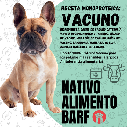 PACK 5Kg MONOPROTEICA VACUNO 500g  (PERROS ALERGICOS)