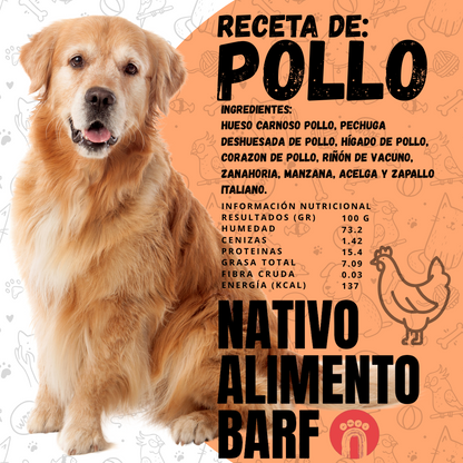 PACK 5Kg RECETA BALANCEADA POLLO PARA PERROS NATIVO