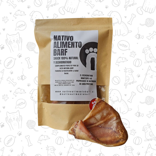 OREJITAS DE CERDO DESHIDRATADAS NATIVO PARA PERROS 3 UND aprox.