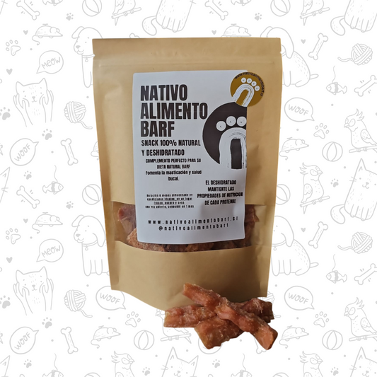TRIPS DE PECHUGA DE POLLO DESHIDRATADAS NATIVO PARA PERROS Y GATOS (100g)