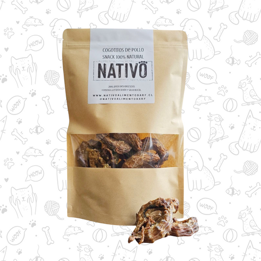 COGOTITOS DE POLLO DESHIDRATADOS NATIVO PARA PERROS Y GATOS (200g)