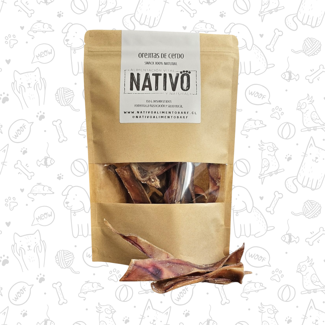 OREJITAS DE CERDO DESHIDRATADAS NATIVO PARA PERROS 150g