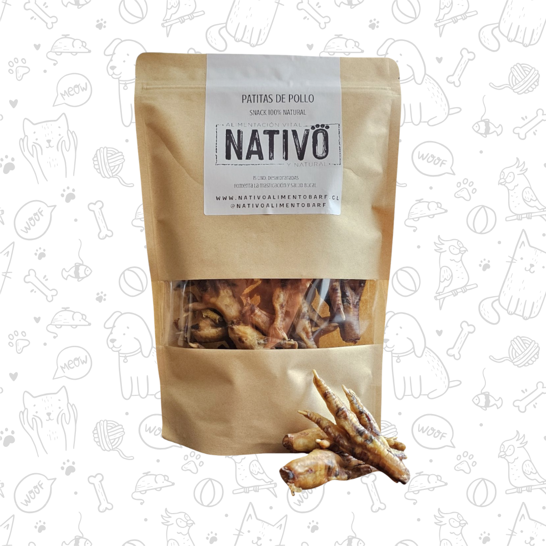 PATITAS DE POLLO DESHIDRATADAS NATIVO PARA PERROS Y GATOS (200g)